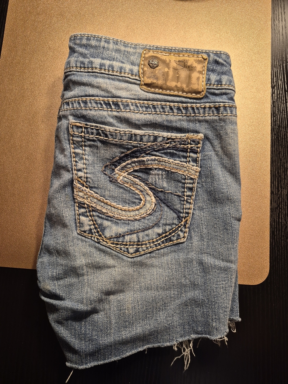 Silver Jeans Light Blue Denim Shorts with Embroidered Back Pocket